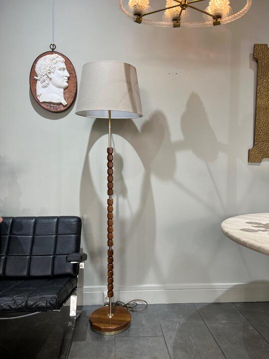 Teck and Brass floor lamp Denmark circa 1960 