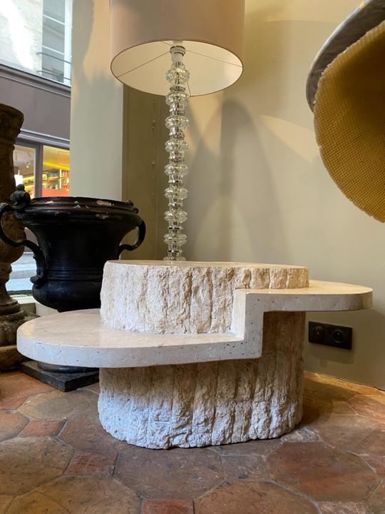 Travertine veneered coffee table circa 1980