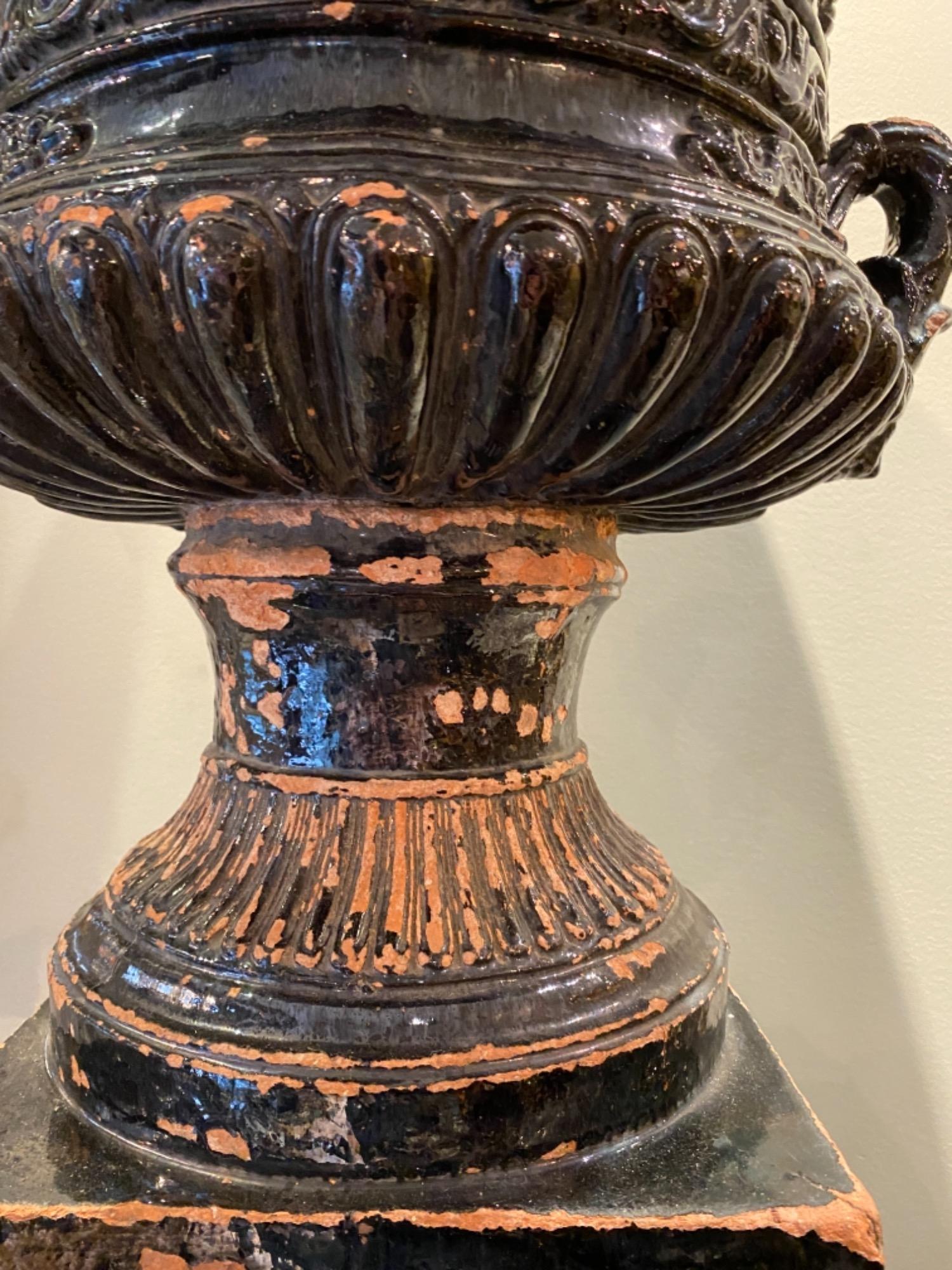 Unique terra cotta urn 19th c France 