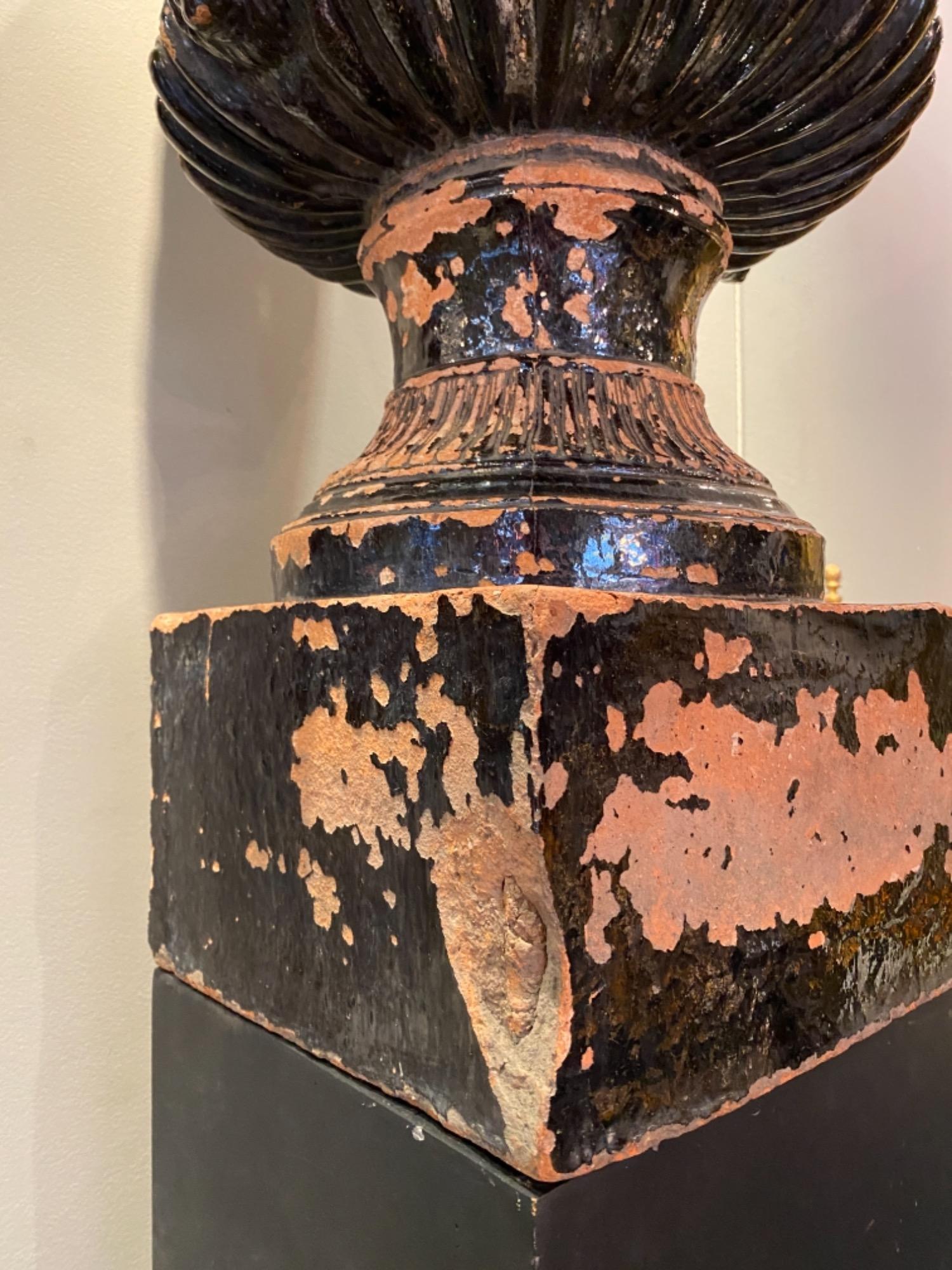 Unique terra cotta urn 19th c France 