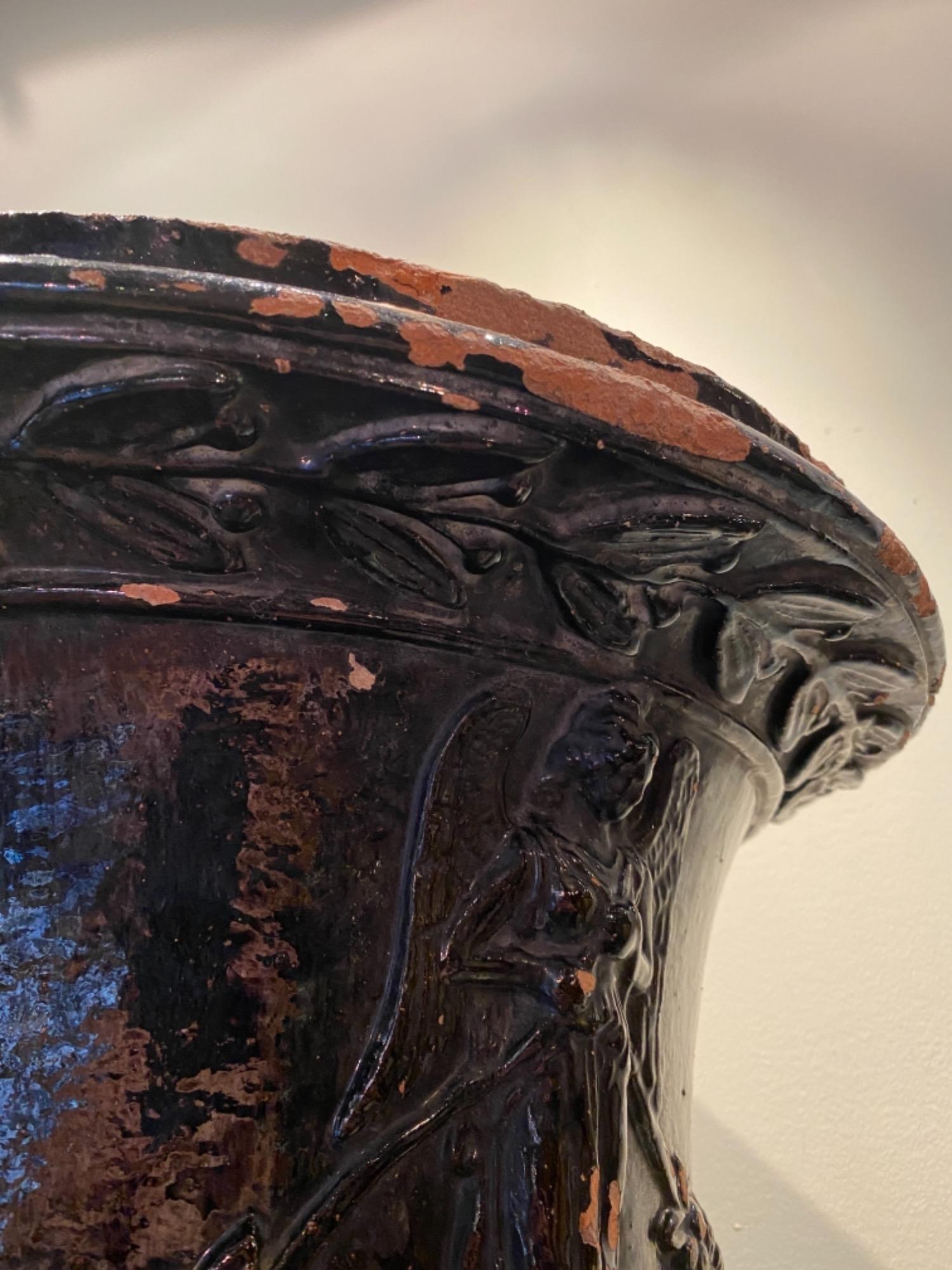 Unique terra cotta urn 19th c France 