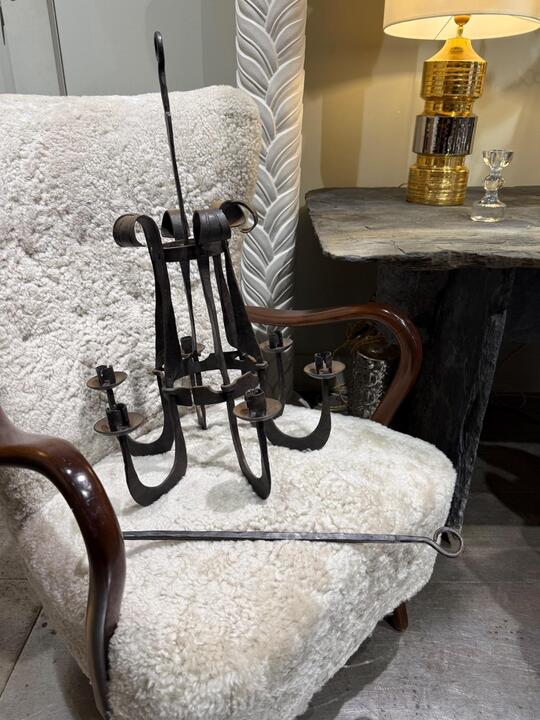 Wrought iron chandelier sweden 1960