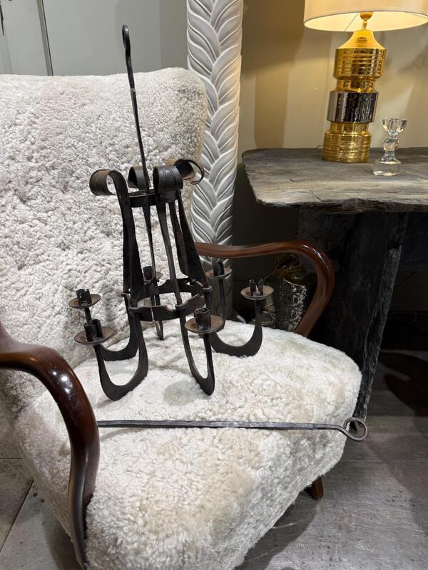 Wrought iron chandelier sweden 1960